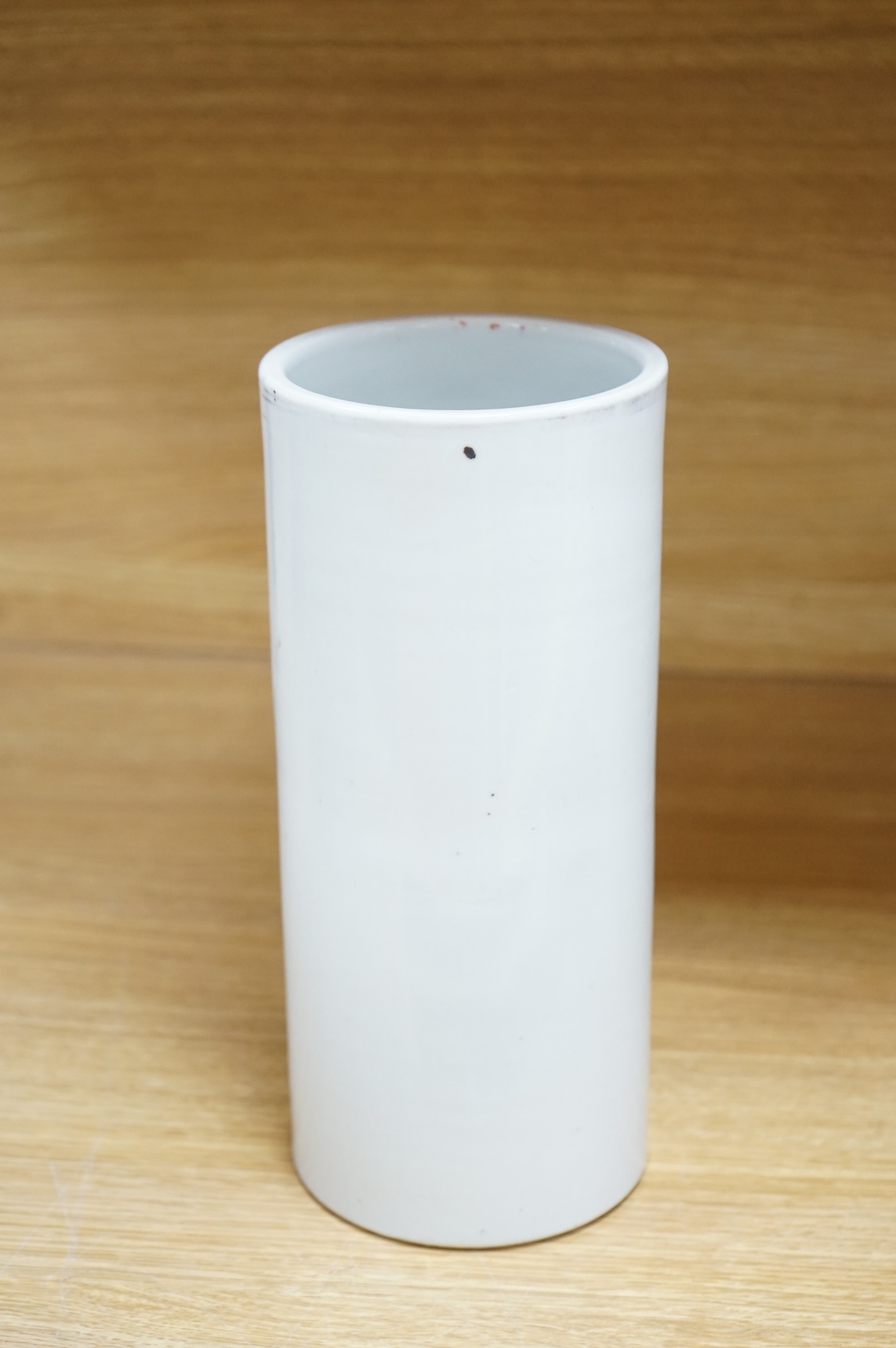 A Chinese polychrome porcelain brush pot, Republic period, 28cm high